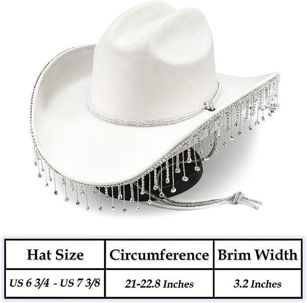 Picture of Cowgirl Hat Rhinestone Fringe Cowboy Hat Disco Cowgirl Outfit for Teens and Adults