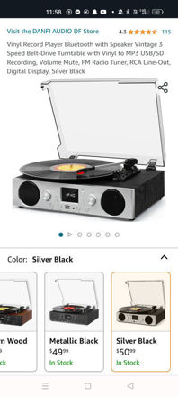 Picture of vinyl record player usb recording black