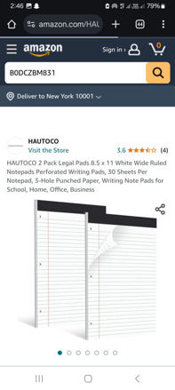 Picture of HAUTOCO 2 Pack Legal Pads 8.5 x 11 White Wide