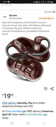 Picture of Open Ear Headphones Ultra Comfort Bluetooth Compatible