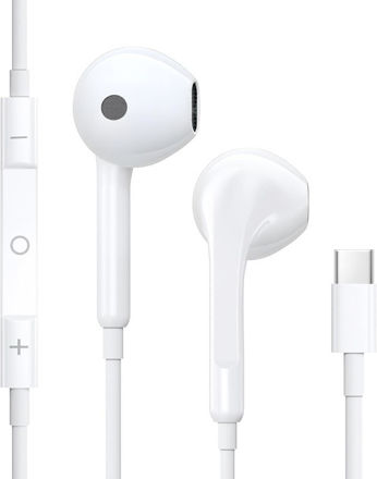 Picture of Headphones Earphones Microphone Control Earbuds White
