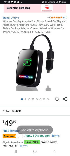 Picture of Wireless Carplay Adapter CarPlay Adapters