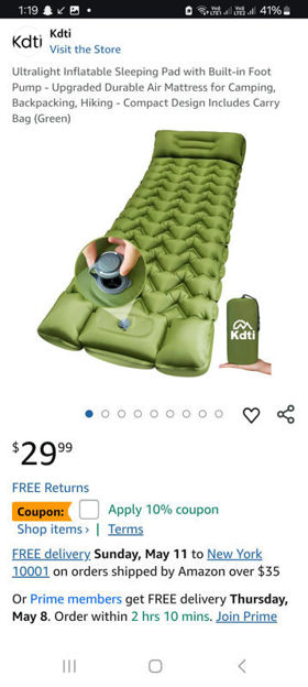 Picture of Kdti Ultralight Inflatable Sleeping Built