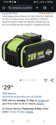 Picture of Replacement Battery Cordless WA3551 1 WX166 4