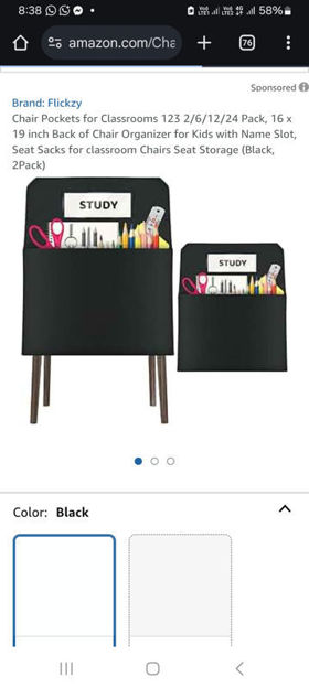 Picture of Chair Pockets Classrooms Organizer classroom