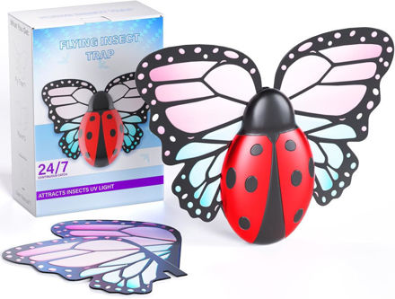 Picture of Flying Insect Trap Indoor, Light Fly Trap Captures Flies, Fruit Flies, Gnats, Moths, Mosquito and Other Flying Houseflies(1 Plug-in Device + 3 Pair Refills)