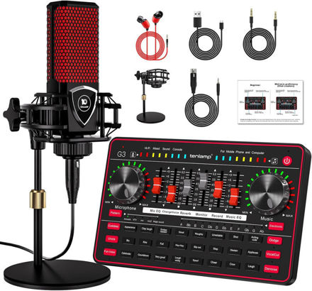 Picture of Podcast Microphone bundle Live Sound Card Streaming Audio Mixer, Podcast Equipment with Voice Changer/Audio Interface for Live Streaming/Singing/Content Creation, with Voice Effects Soundboard