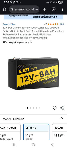 Picture of 12V 8Ah Lithium Battery,