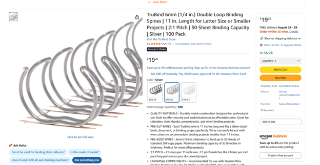 Picture of TRUBIND Twin Loop Binding Spines