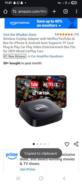 Picture of WhyBox Wireless Carplay Supports Entertainment
